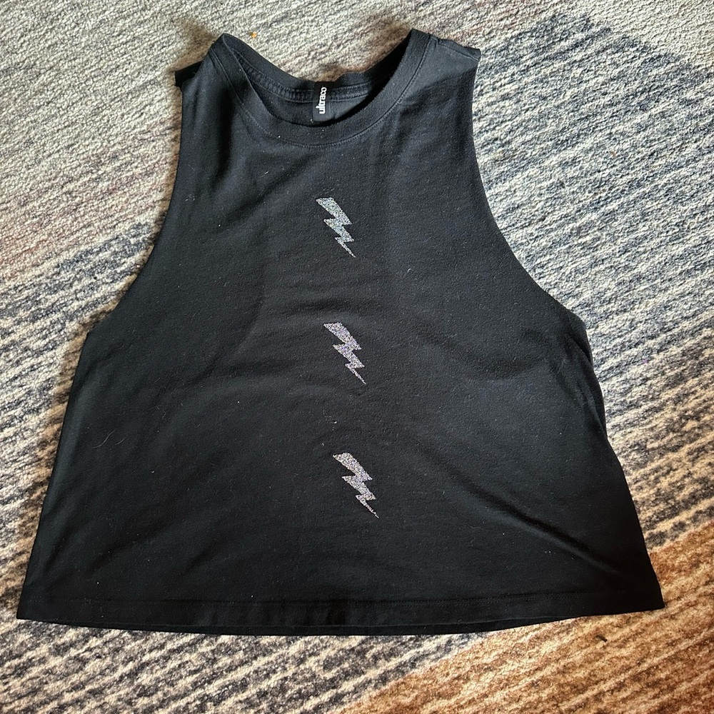 Ultracor Black Muscle Tee with Silver Lightning Accents - Picture 1 of 4